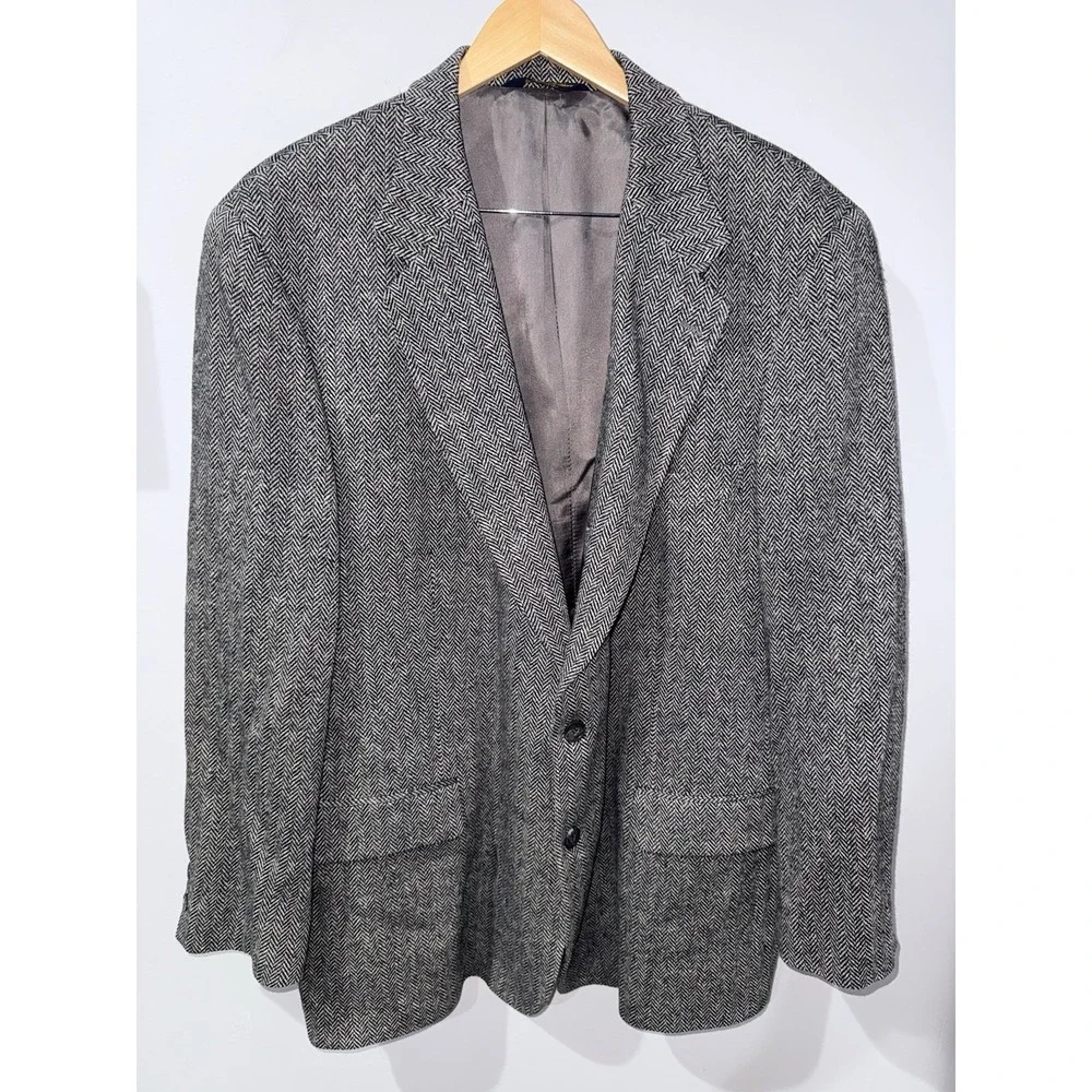 Brooks Brothers‎ Madison Harris Tweed 48R Grey Herringbone Sport Coat Blazer